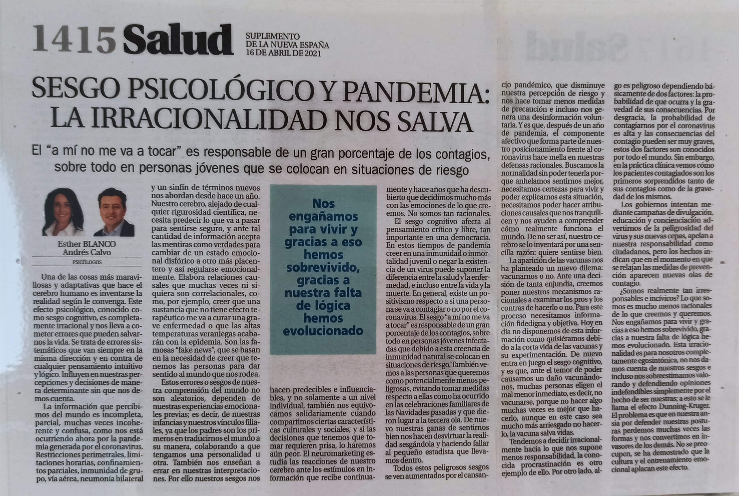 Sesgo psicológico y pandemia